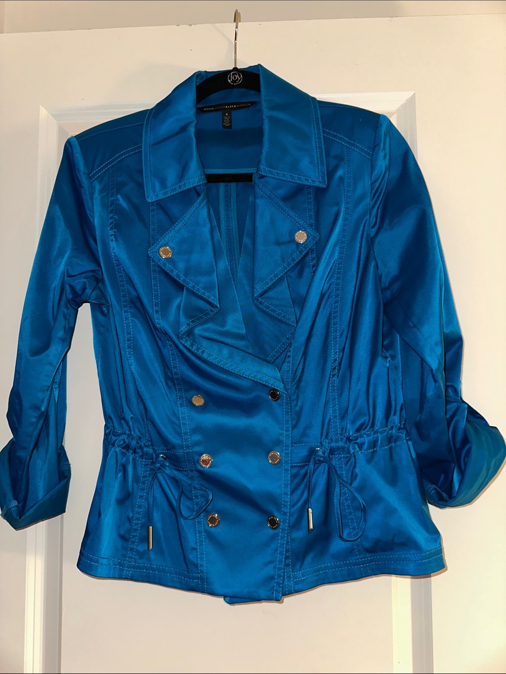 WHBM Blue Women's Satin finish Double-Breasted Jacket